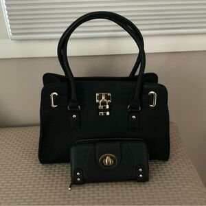 Charming  Charlie Elegant Black Handbag and Wallet Set